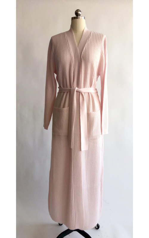 Pink Ribbed Cashmere Robe